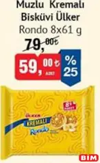 ÜLKER RONDO MUZLU KREMALI BİSKÜVİ 8X61 G